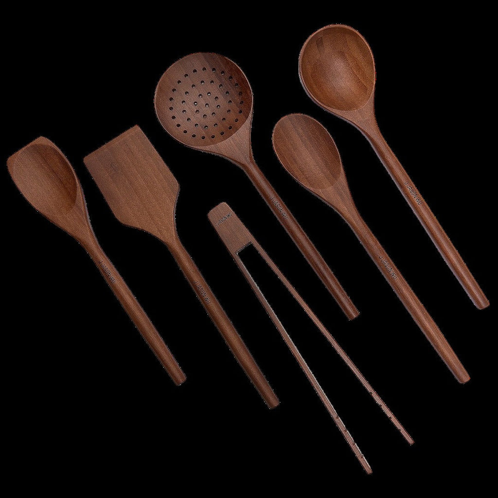 6-Piece Stained Bamboo Utensil Set Utensil Set