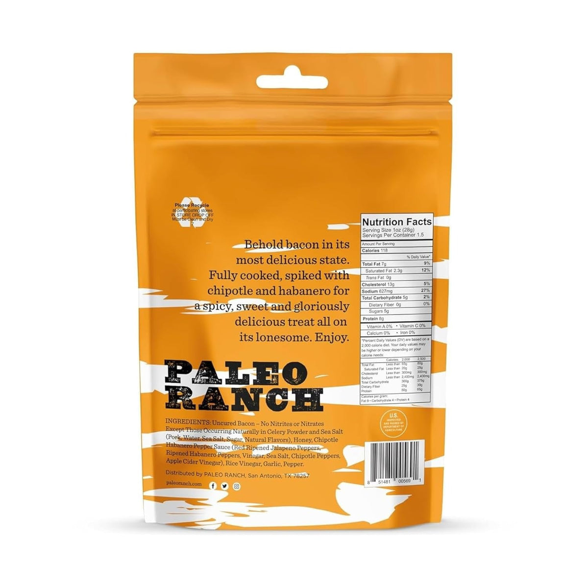 Chipotle Habanero Pork Bacon Jerky (8 Pack)