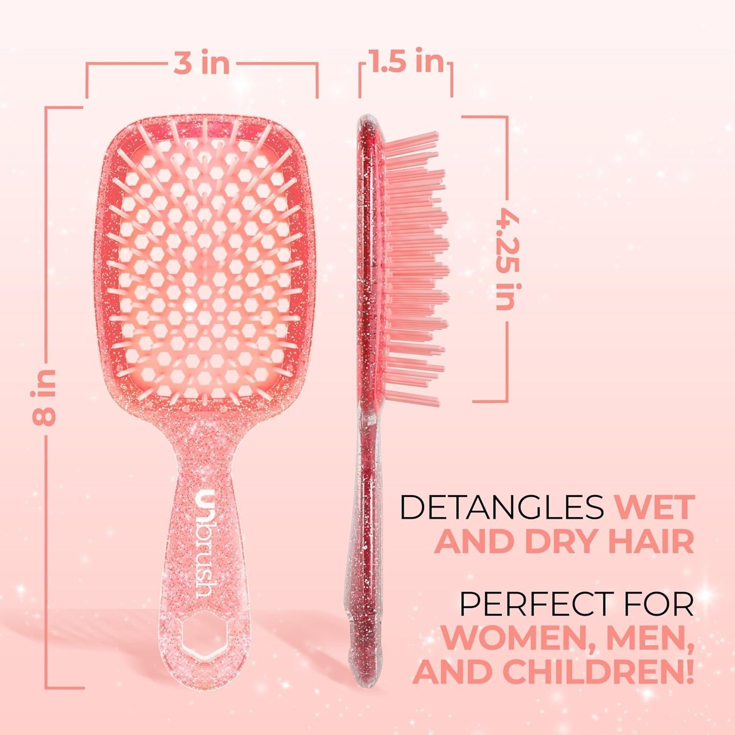 UNbrush Detangling Hair Brush - Ruby Peach