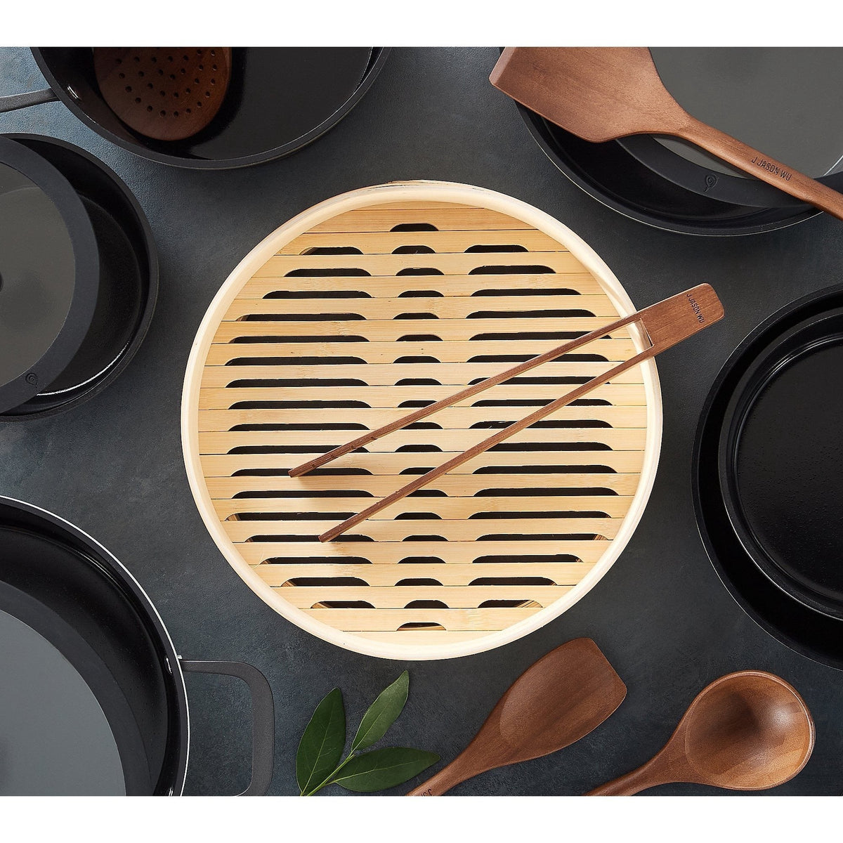 12" Bamboo Steamer Insert W/Silicone Rim And Mat