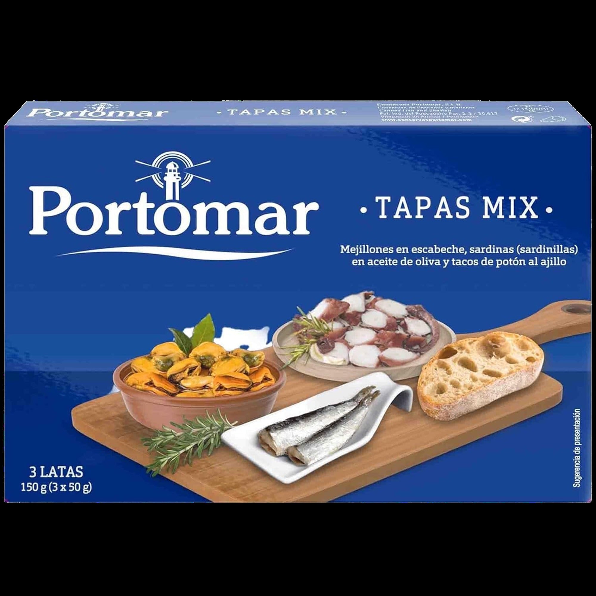 Spanish Seafood Tapas Mix (Mussels, Sardines, Squid)
