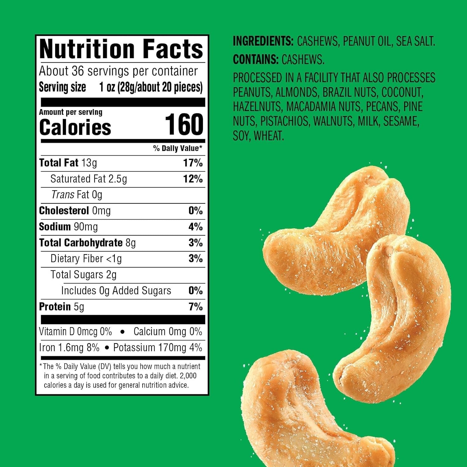 Roasted & Salted Whole Cashews