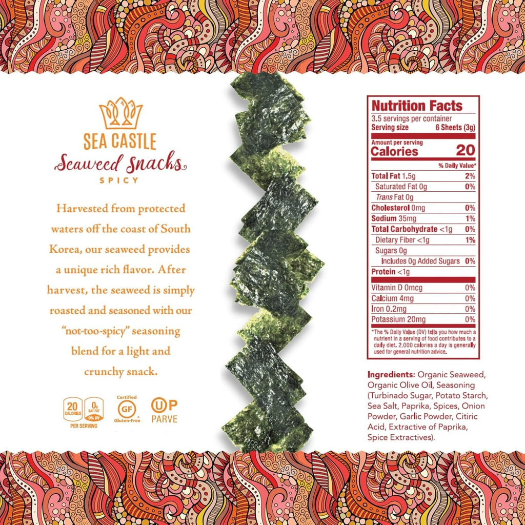 Roasted Spicy Seaweed Snacks (10 Pack)