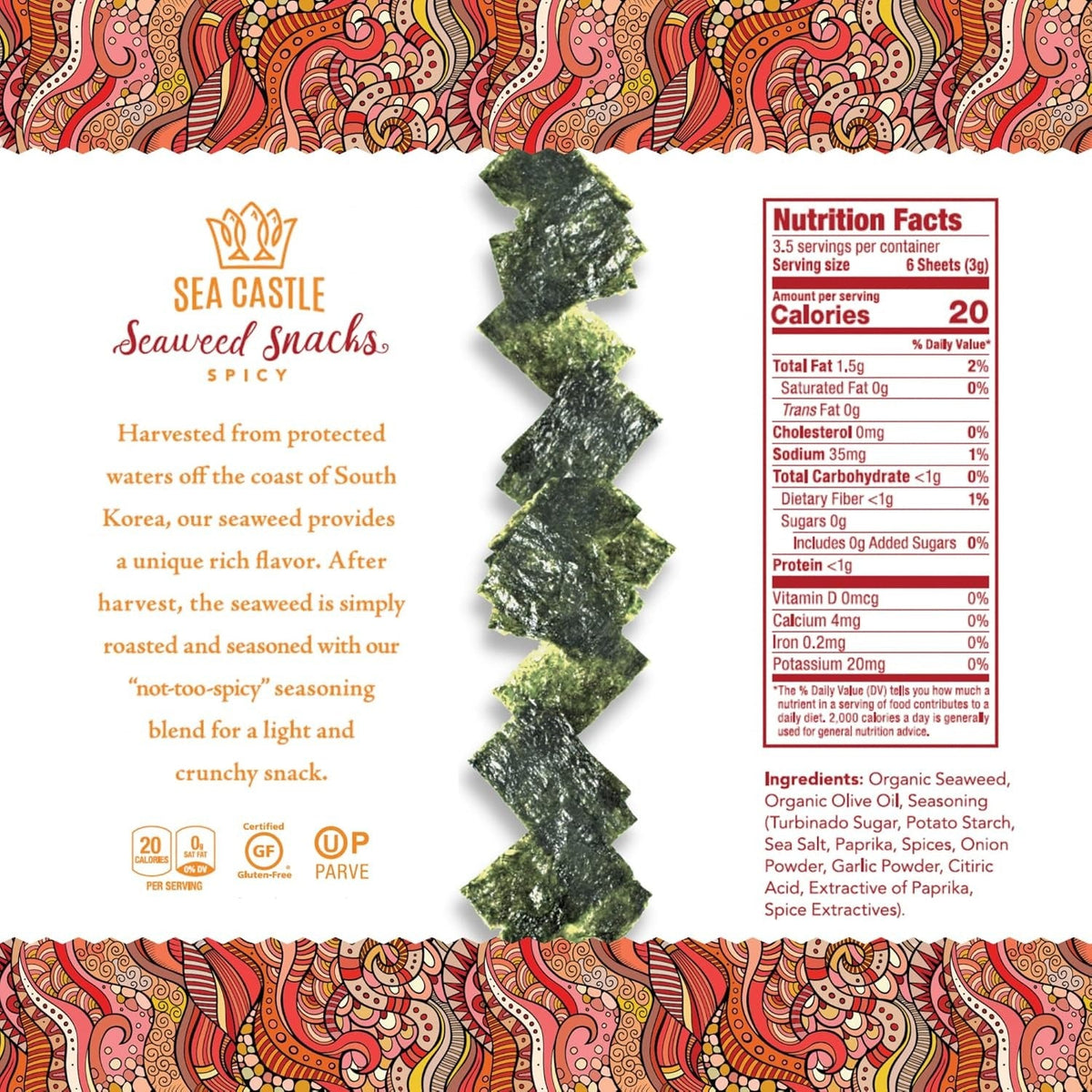 Roasted Spicy Seaweed Snacks (10 Pack)