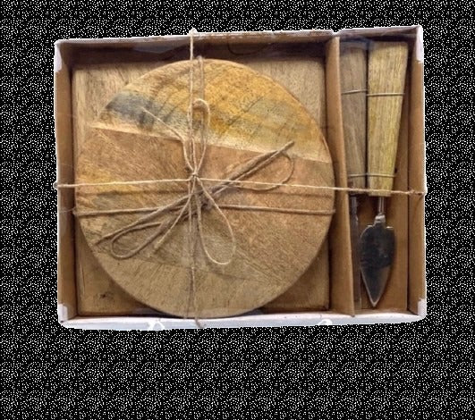 Cheese Serving Set, 4 pc- Dark Wood