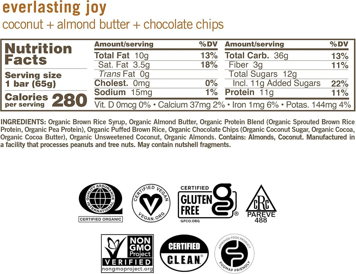 Organic Coconut Almond Butter & Chocolate Chip Protein Bar (12 CT)