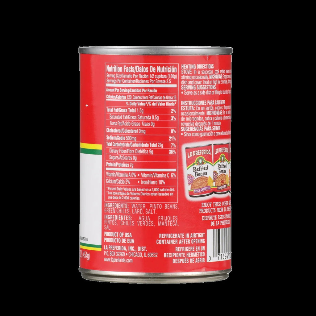 Refried Beans with Mild Green Chiles