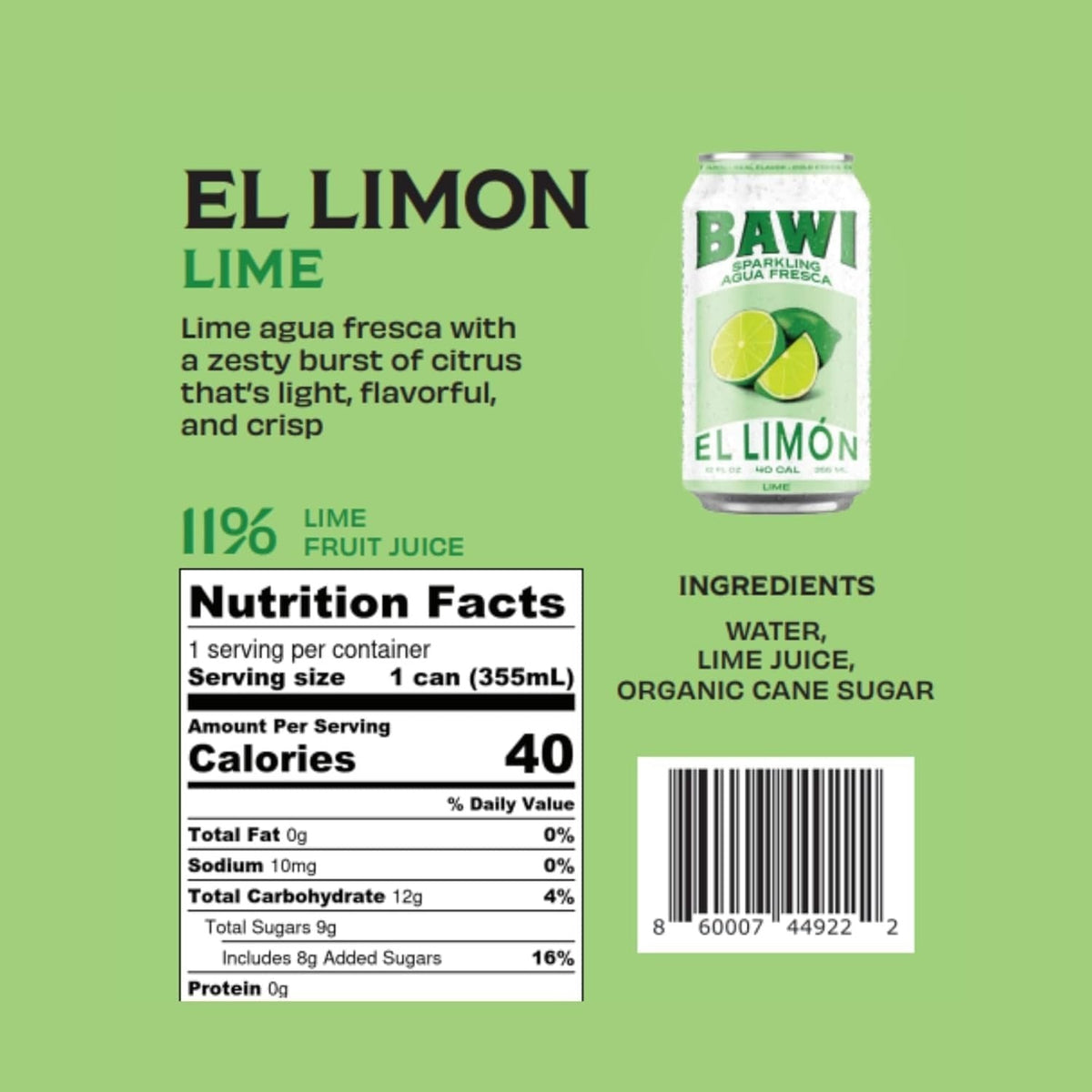 Sparkling Agua Fresca El Limon - Lime (4 Pack)