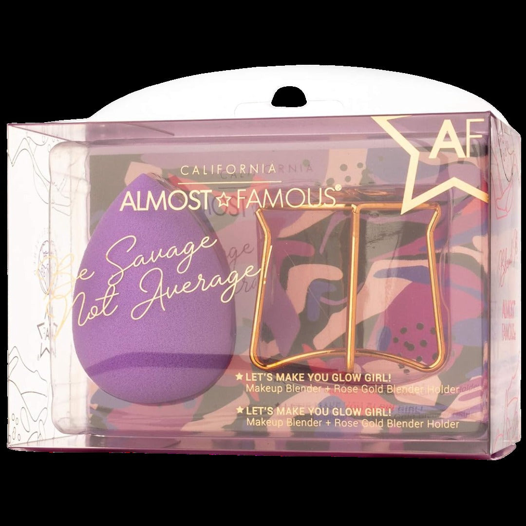Professional Beauty Blender with Rose Gold Stand - Purple