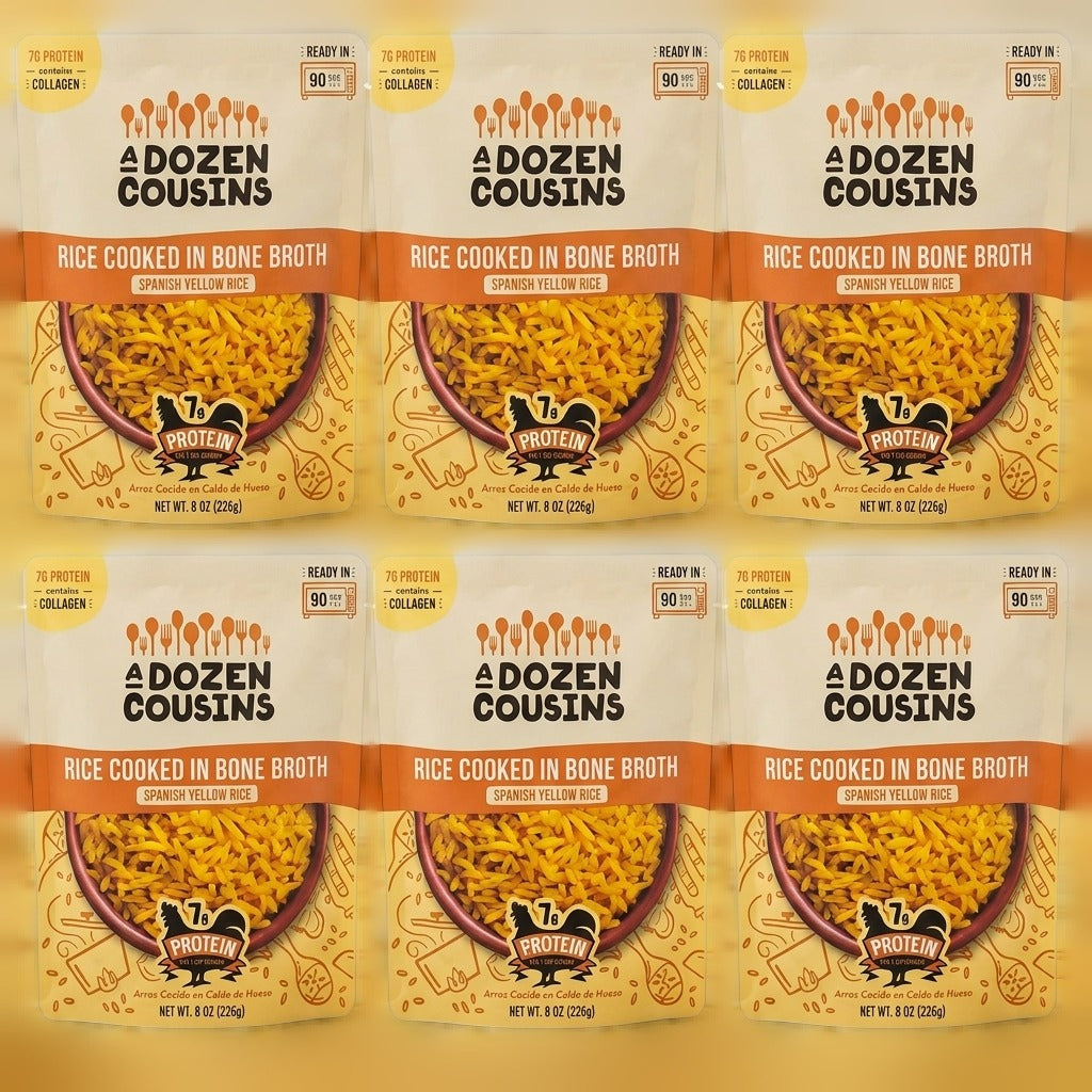 RTE Rice Cooked in Bone Broth Spanish Yellow (6 Pack)