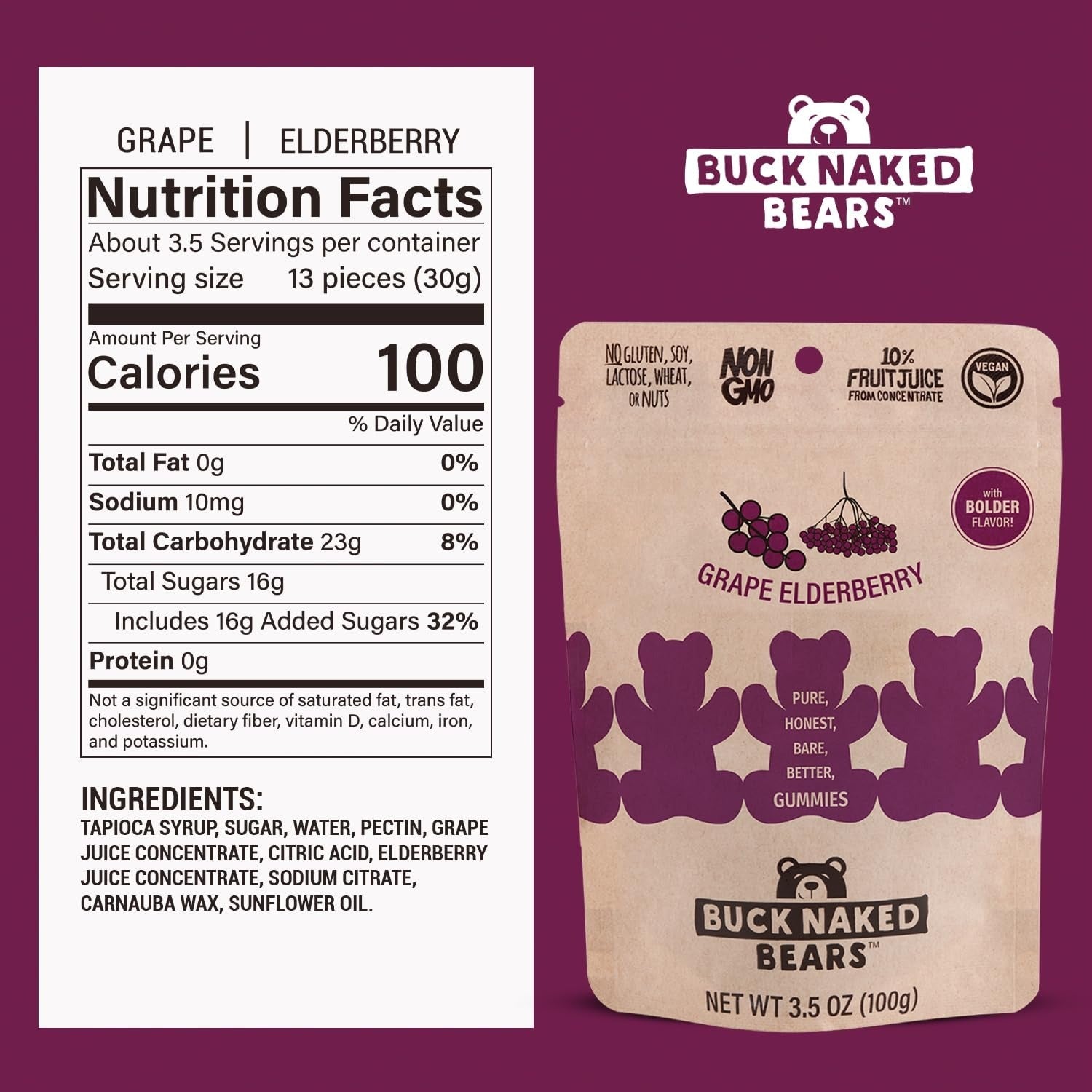 Grape Elderberry Gummy Bears