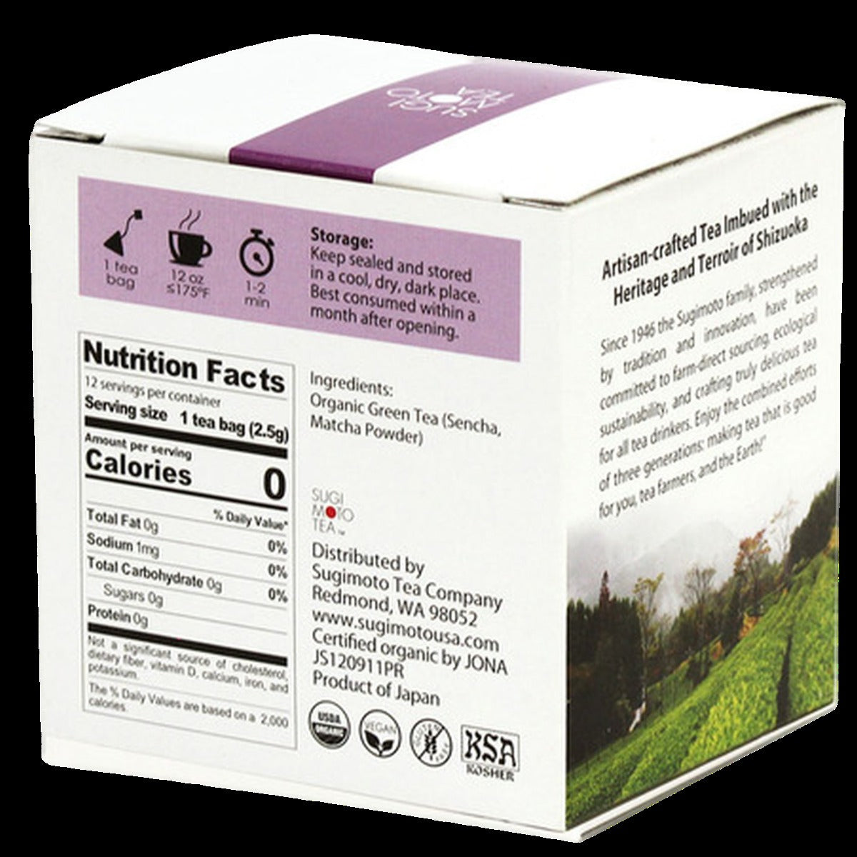 Japanese Organic Matcha Sencha Green Tea Bags (12 CT)