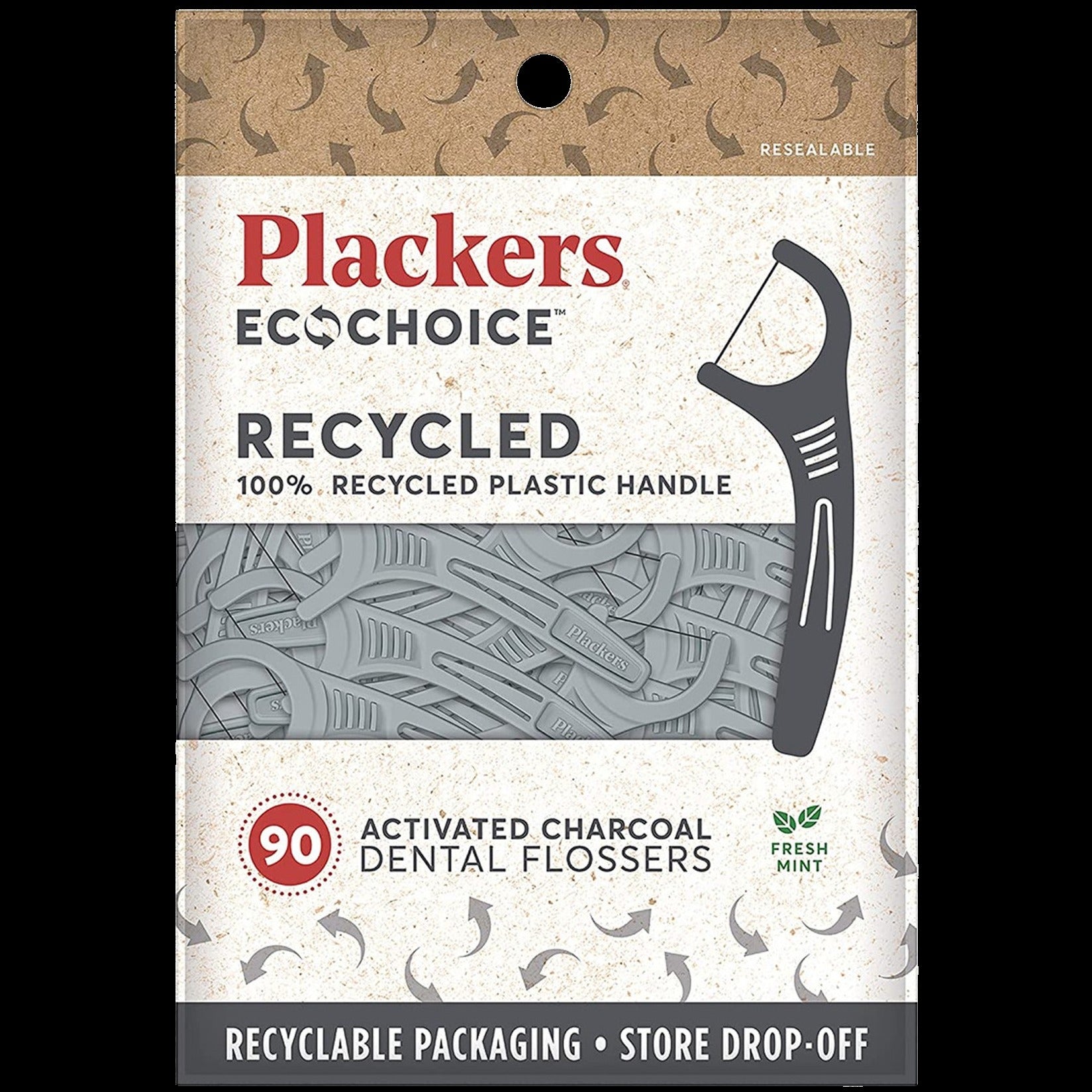 Ecochoice Activated Charcoal Recycled Dental Flossers (90 CT)