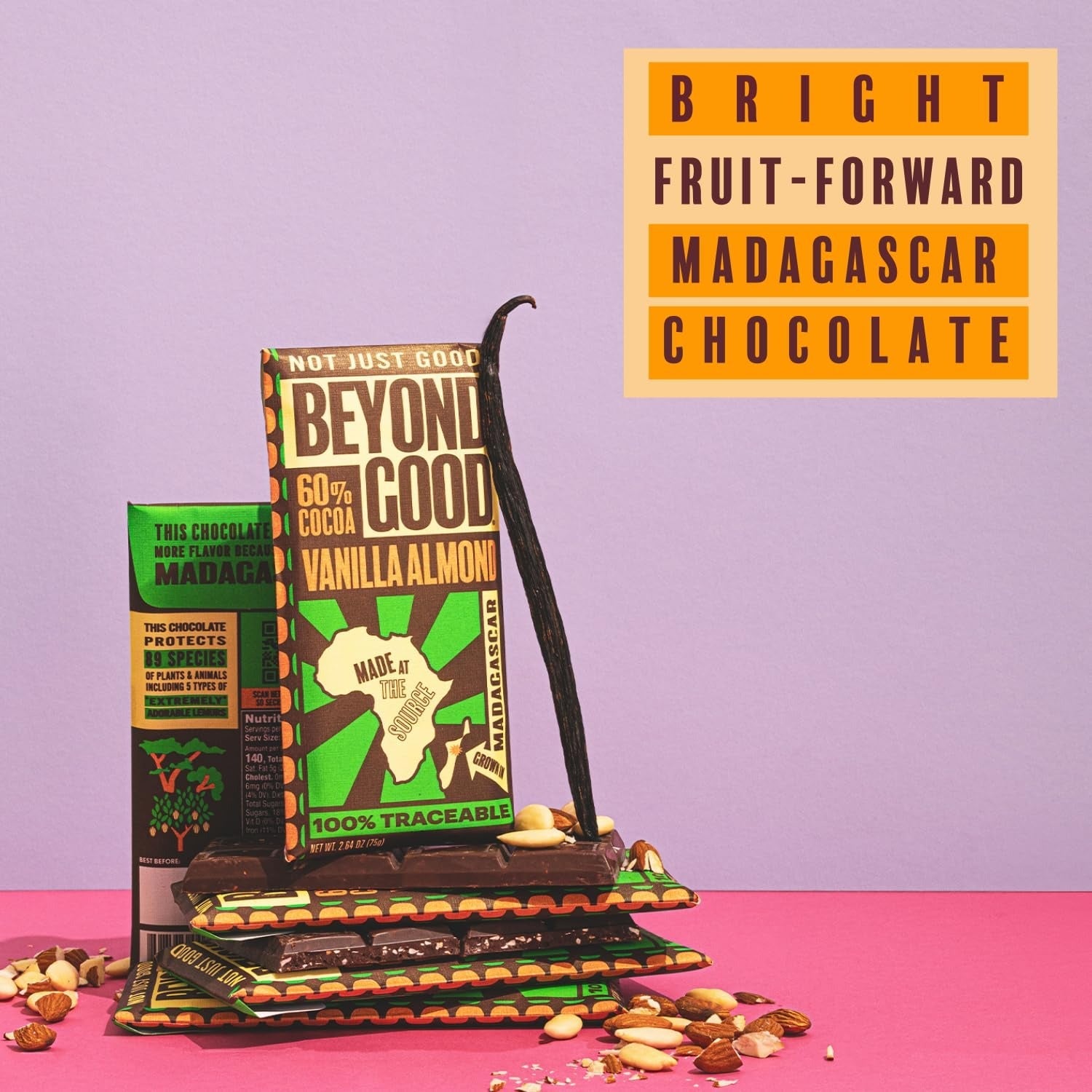 Vanilla Almond 60% Chocolate Bar