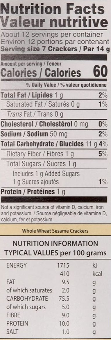 Whole Wheat Crisp Crackers