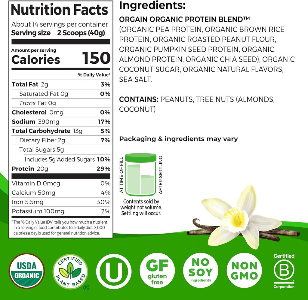Organic Simple Vegan Protein Powder - Vanilla