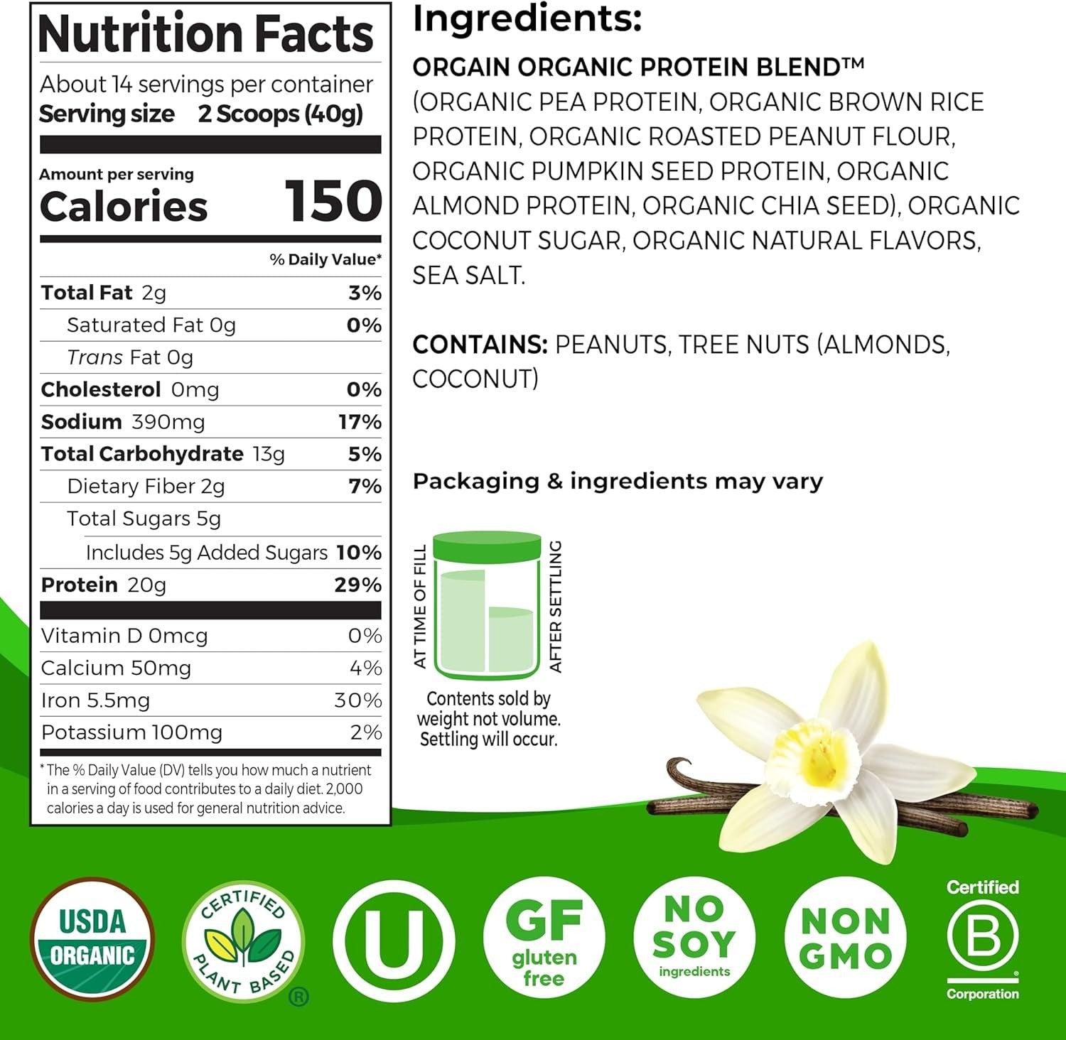 Organic Simple Vegan Protein Powder - Vanilla