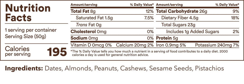 Cashew Almond Pistachio Date Energy Bar (6 Pack)