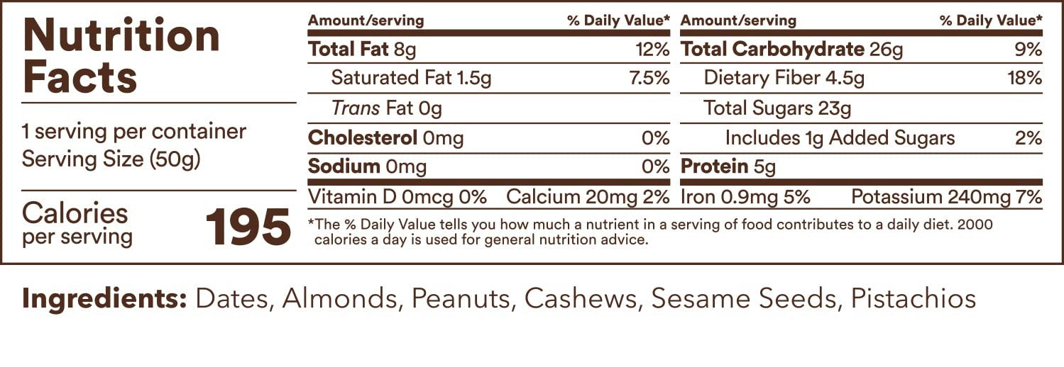 Cashew Almond Pistachio Date Energy Bar (6 Pack)