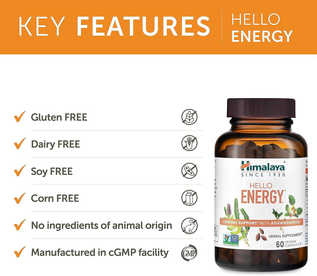 Hello Energy Adrenal Support Vegetarian Supplement (60 CT)