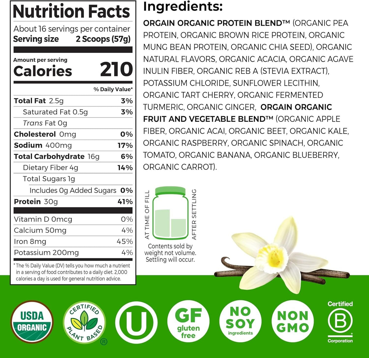 Organic Sport Protein Powder Vanilla