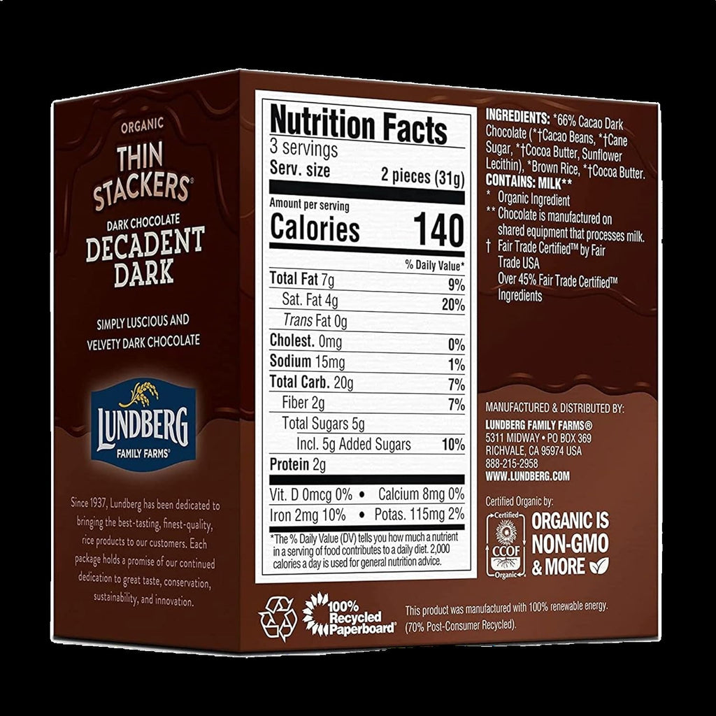 Organic Decadent Dark Chocolate Thin Stackers