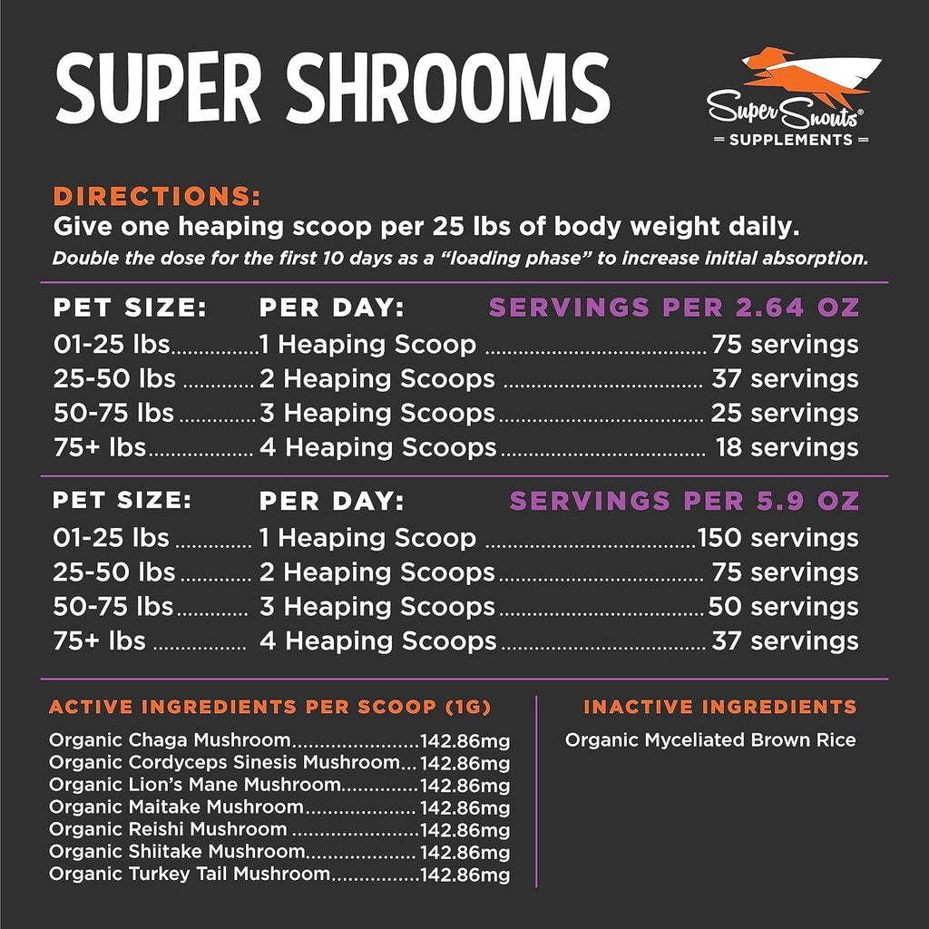 Super Shrooms Mushroom Immune Support Supplement for Dogs and Cats