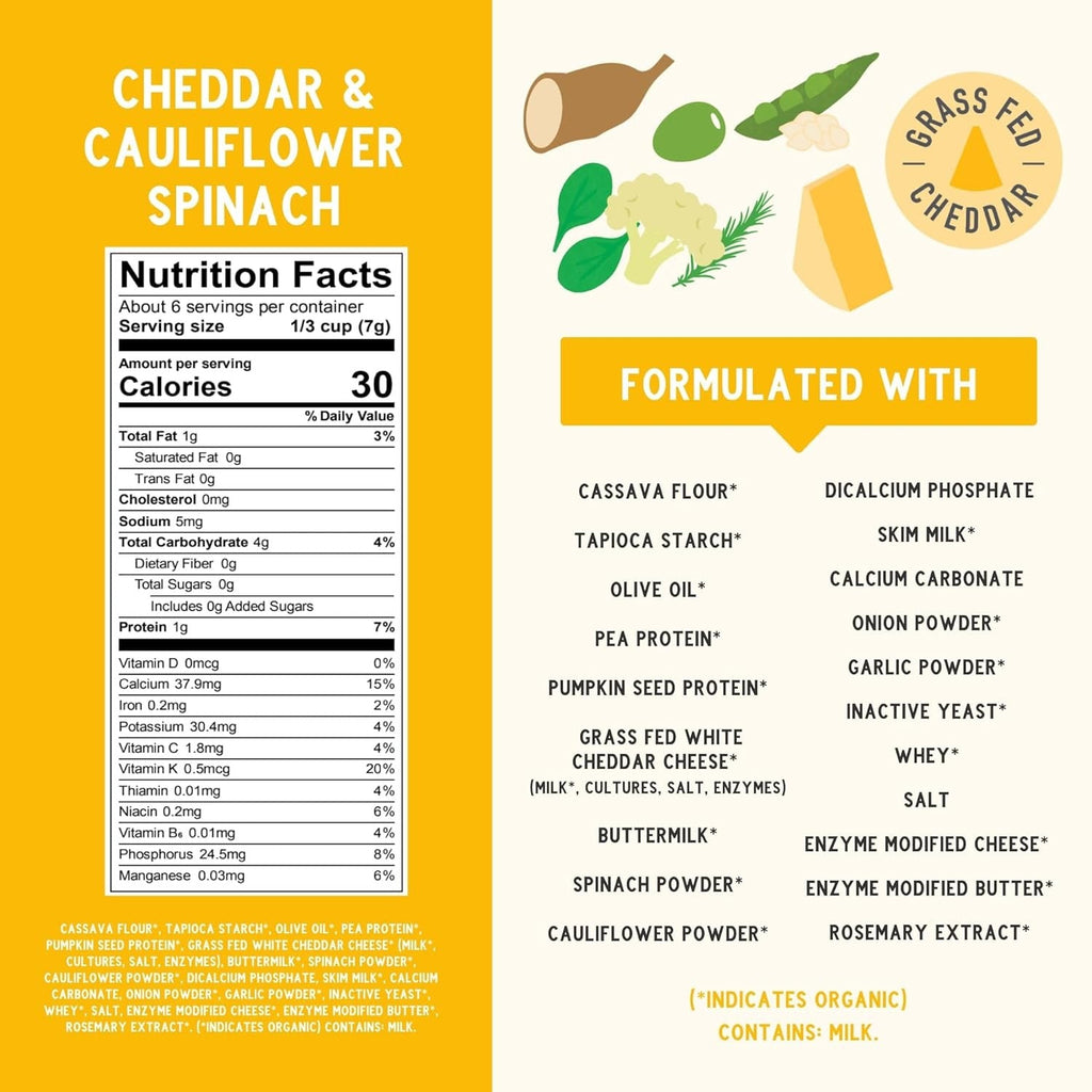 Cheddar & Cauliflower Spinach Puffs Baby & Toddler Snacks (6 Pack)