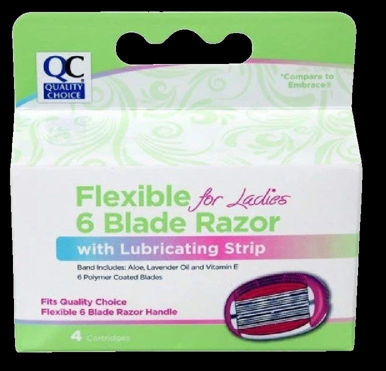 Flexible 6 Blade Razor with Lubricating Strips for Ladies