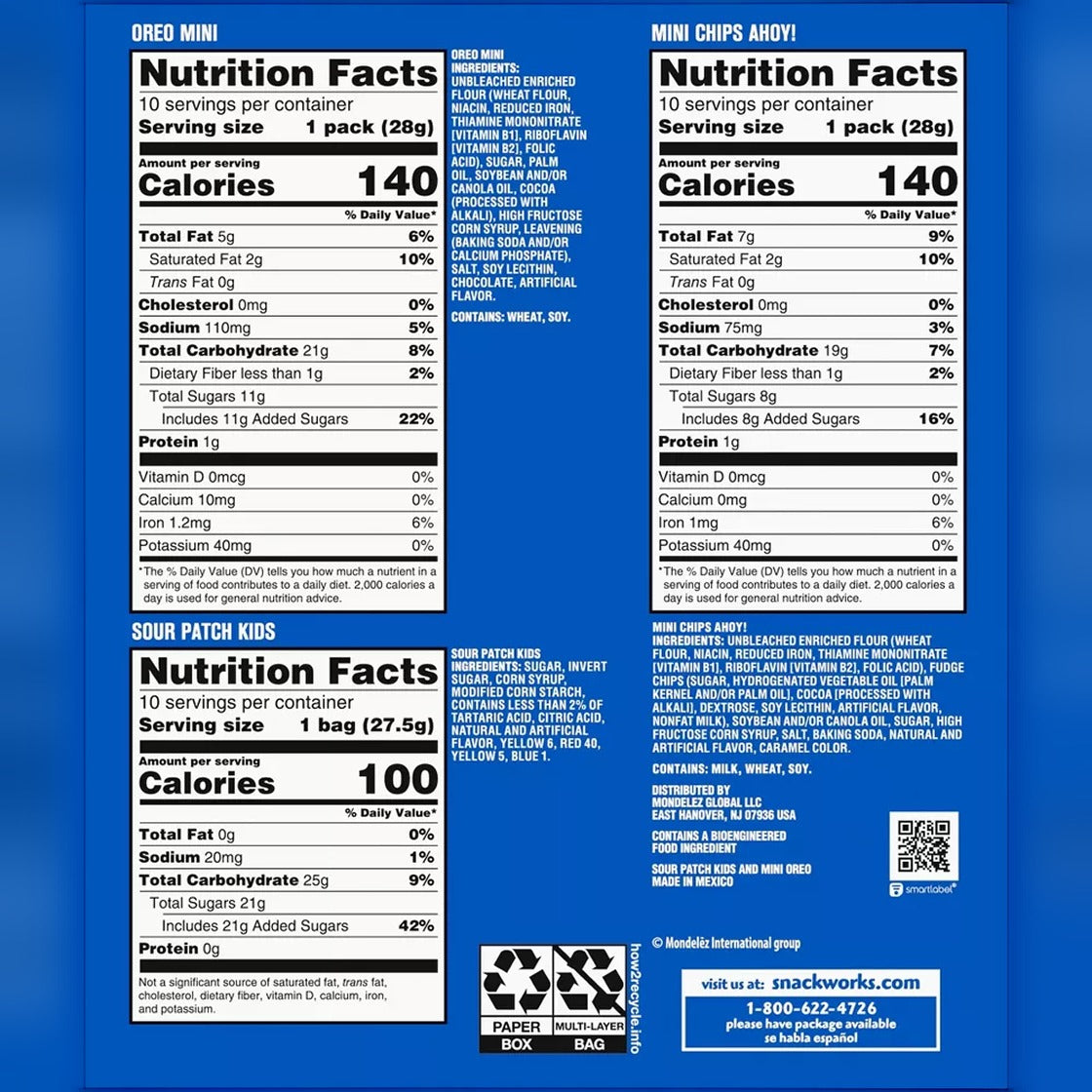 Sour Patch, Chips Ahoy!, Oreo Variety Pack (30 CT)