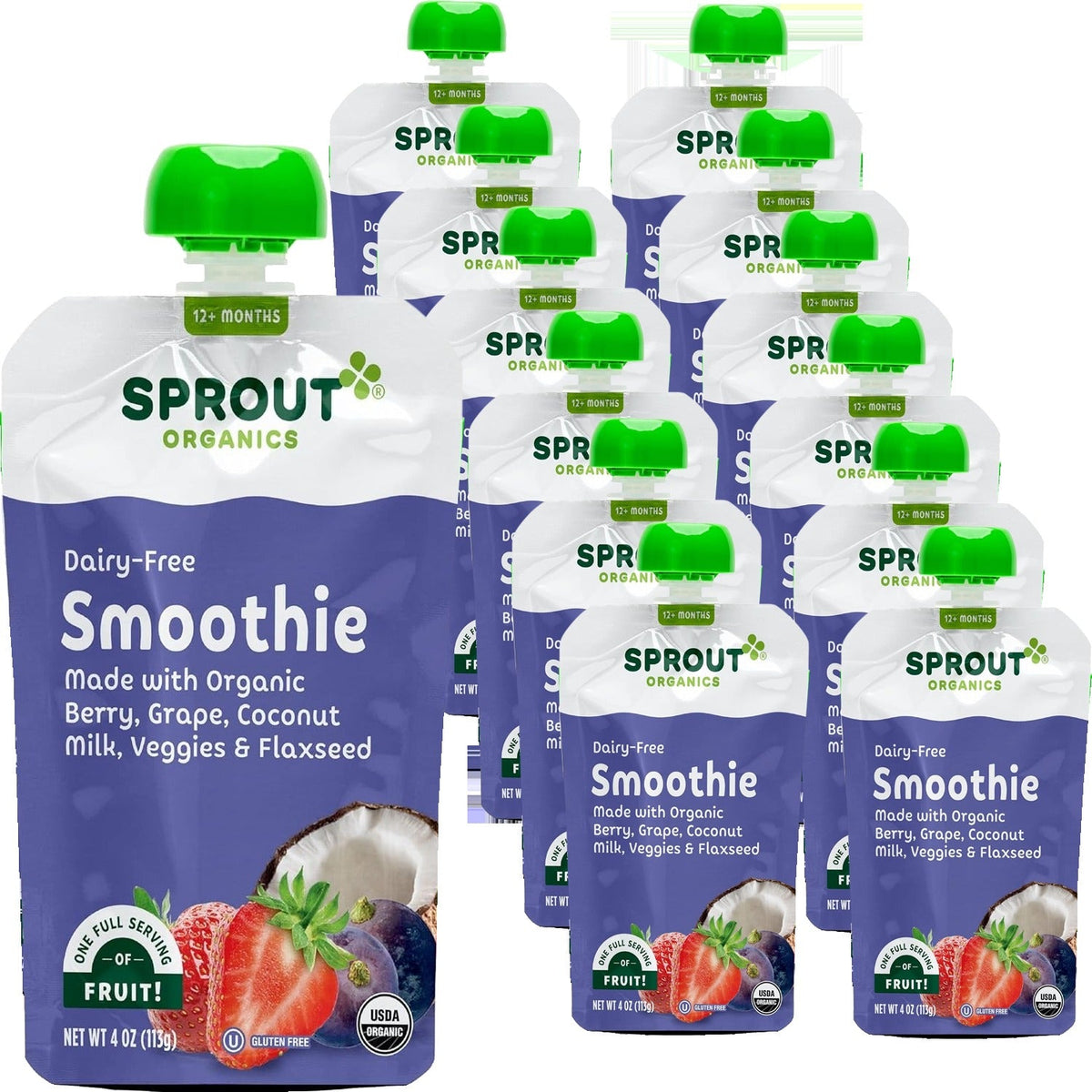 Dairy-Free Smoothie, Berry, Grape, Coconut Milk, Veggies & Flax Seed (12+ Months) (12 Pack)