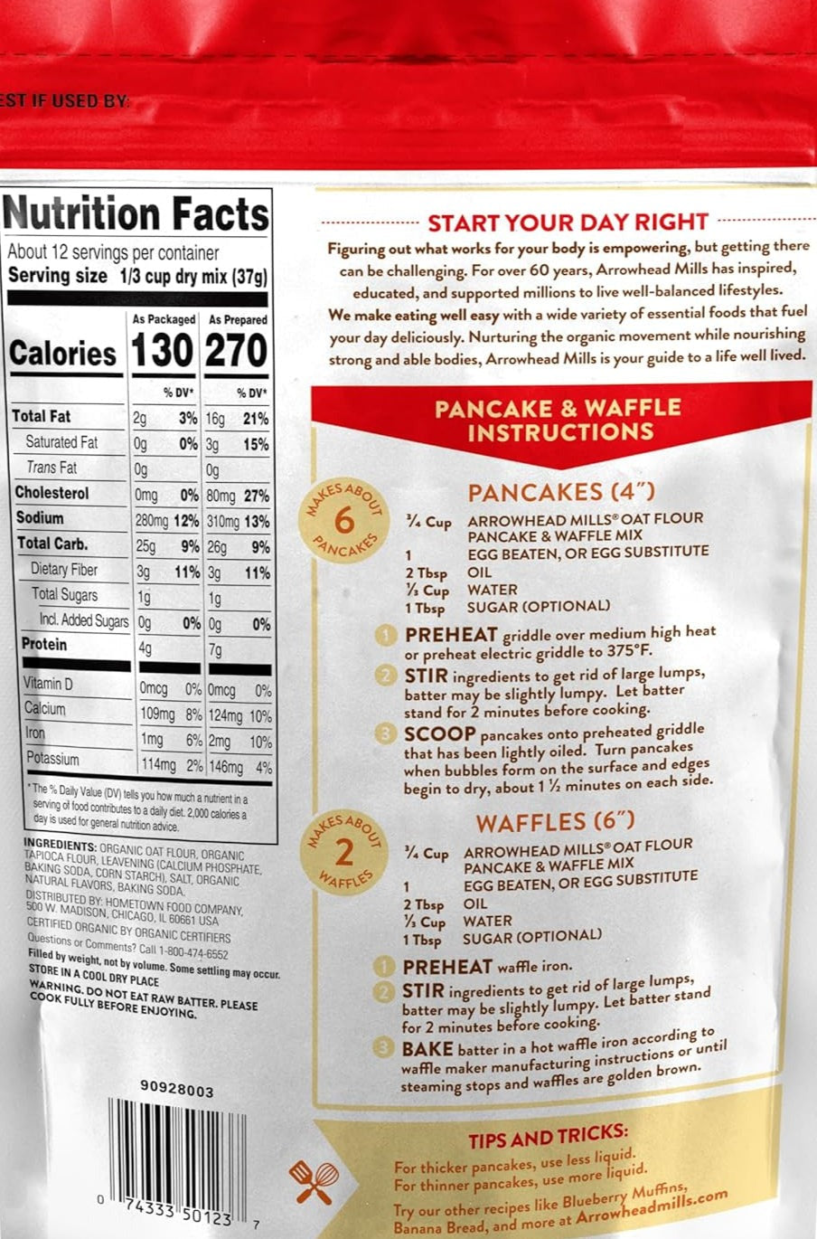 Organic Gluten Free Oat Flour Pancake & Waffle Mix