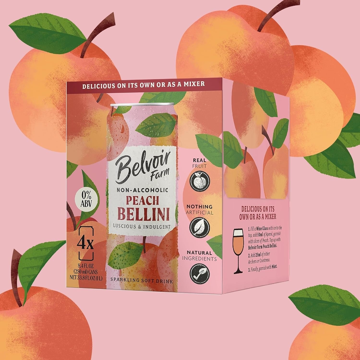 Non-Alcoholic Peach Bellini Cocktail (4 Pack)