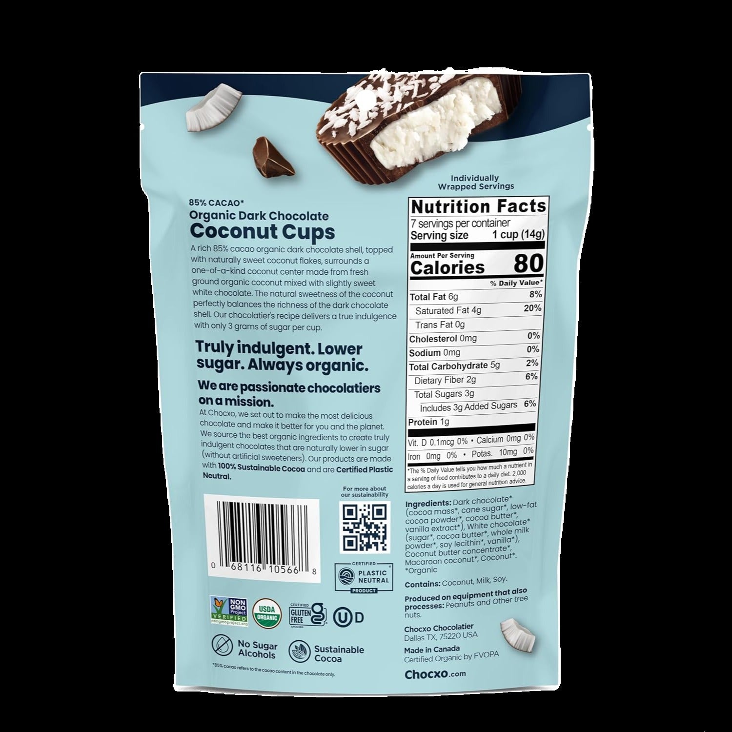 Organic Dark Chocolate Coconut Butter Cup
