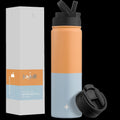 Vacuum Insulated Water Bottle with Flip Lid & Sport Straw Lid - 22 oz - Orange/Blue
