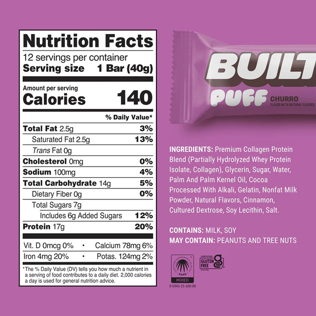 Churro Puff Collagen Protein Bars (12 CT)