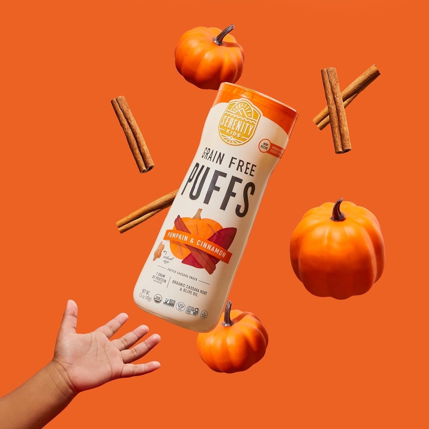 Pumpkin & Cinnamon Grain Free Puffs Baby & Toddler Snacks (6 Pack)