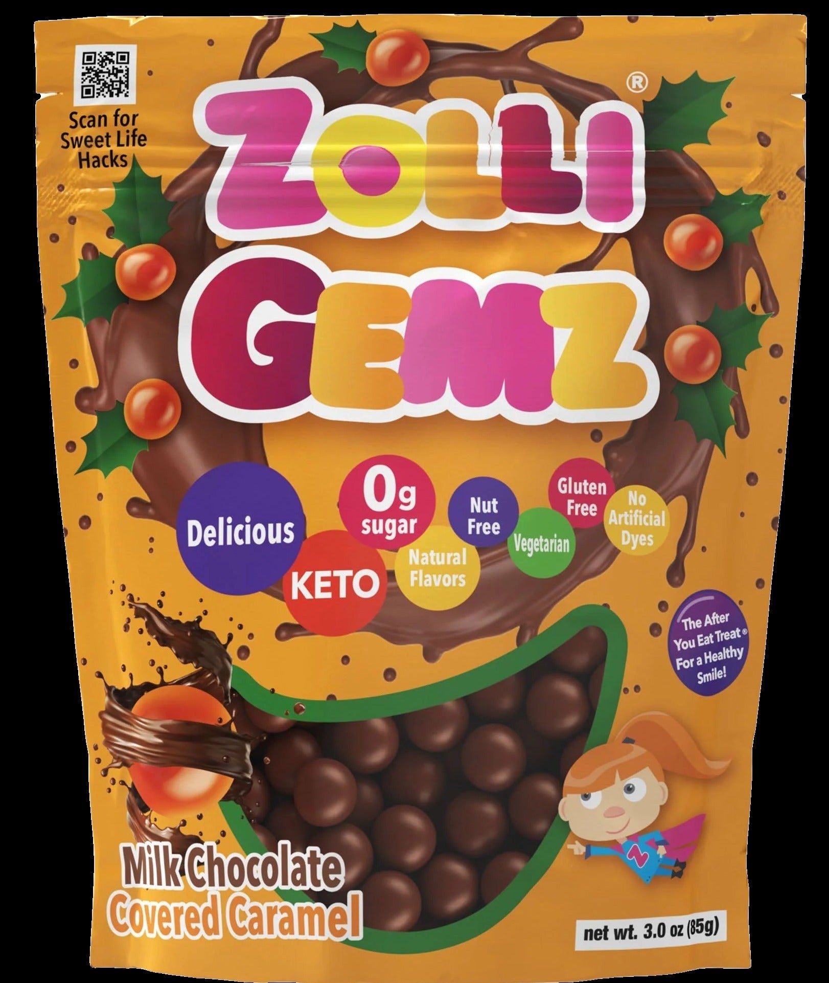 Gemz Zero Sugar Milk Chocolate Covered Caramel