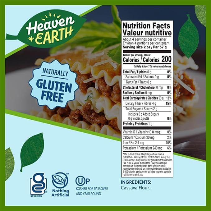 Grain Free Cassava Pasta Lasagna Noodles