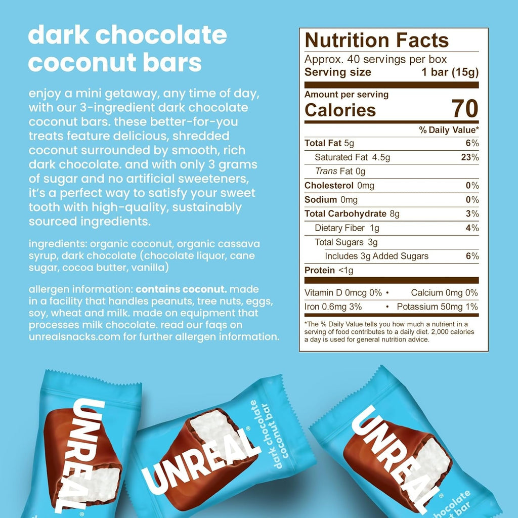 Dark Chocolate Coconut Bars (40 Pack)