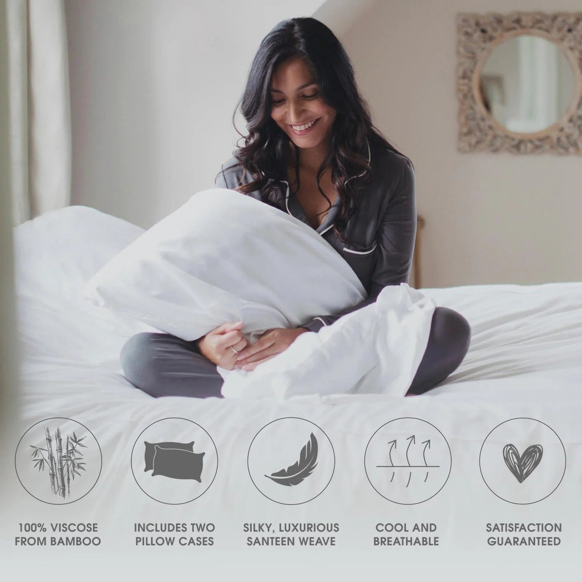Woven Pillowcase Set in Feather (Queen)