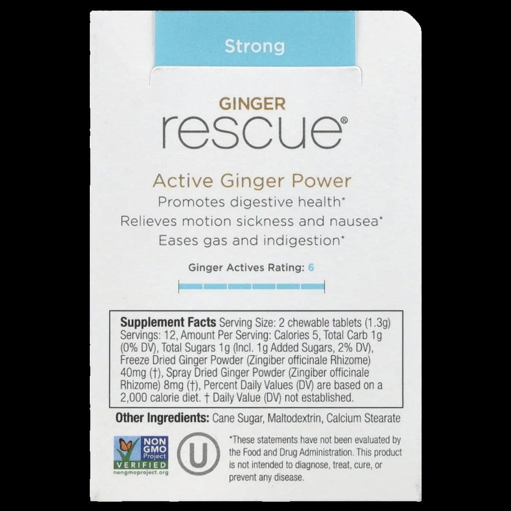 Ginger Rescue Strong Chewable Ginger Tablets