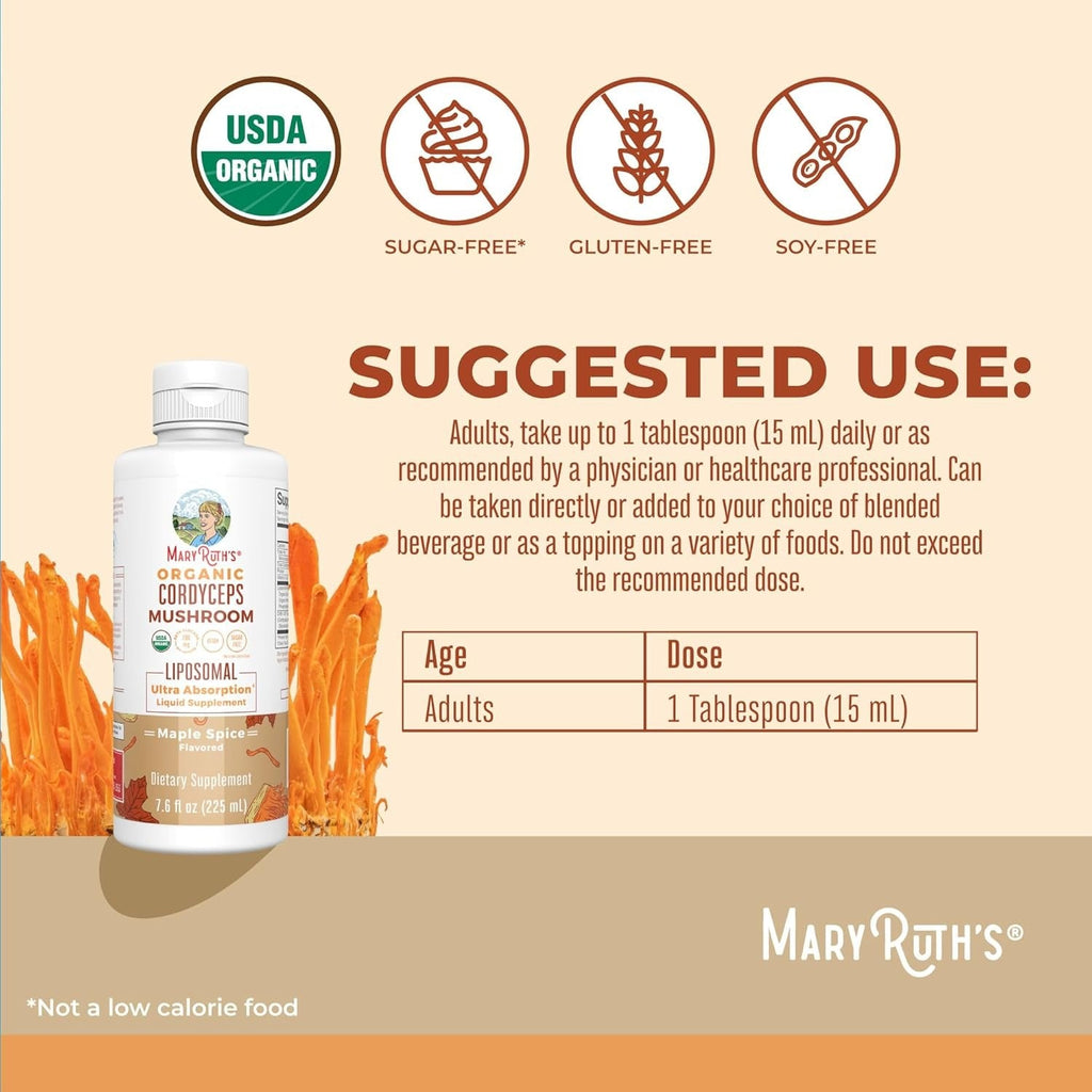 Organic Cordyceps Mushroom Liposomal Liquid Supplement - Maple Spice