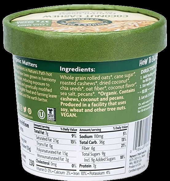 Coconut Cashew Oatmeal Cup, 6ct
