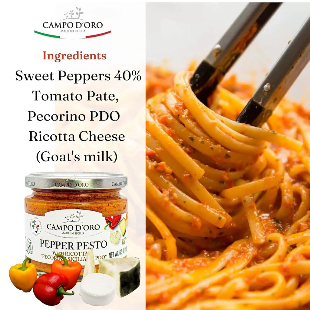 Pepper Pesto With Ricotta & Pecorino Siciliano PDO