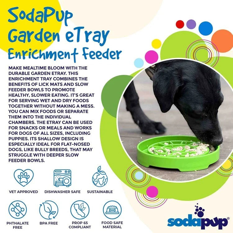 Garden Design eTray Enrichment Shallow Slow Feeder Dog Bowl - Green