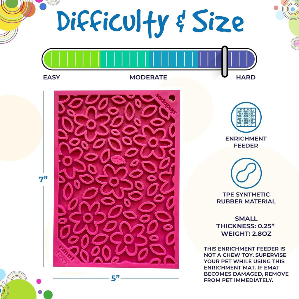 Flower Power eMat – Durable Dog Lick Mat Feeder - Small Pink