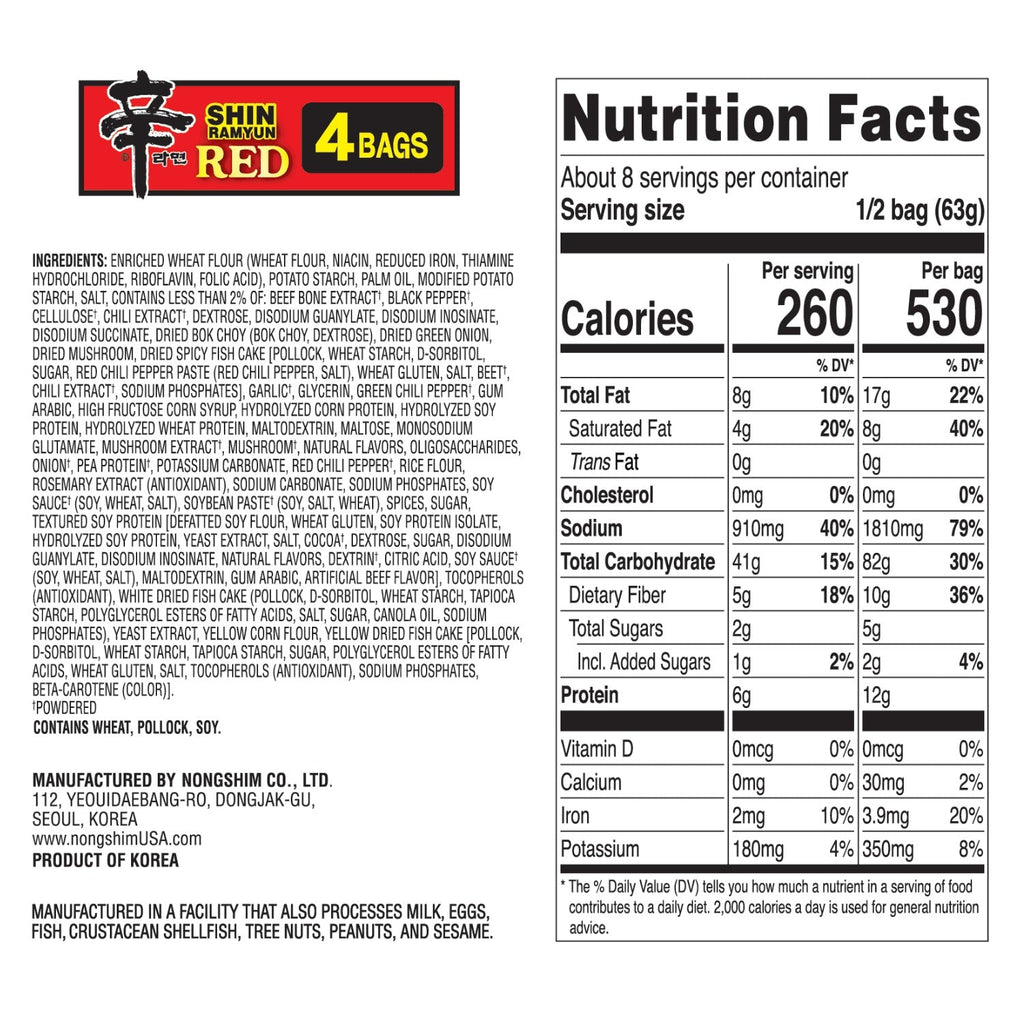 Shin Ramyun Red Fiery Spicy Beef Noodles (4 CT)
