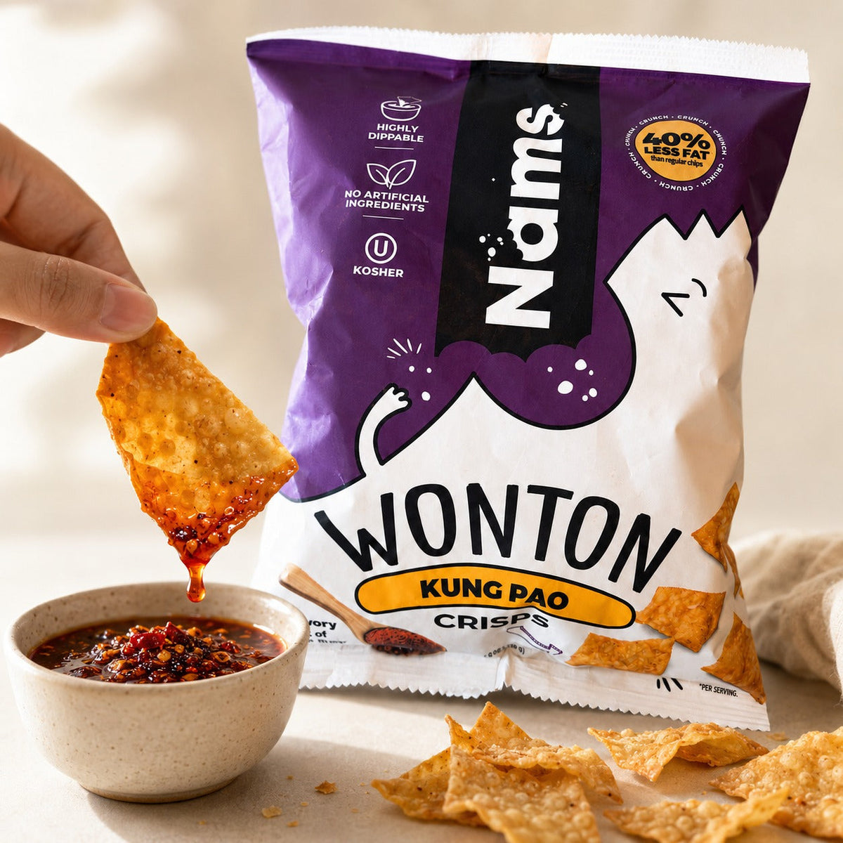 Kung Pao Flavored Wonton Crisps Snack