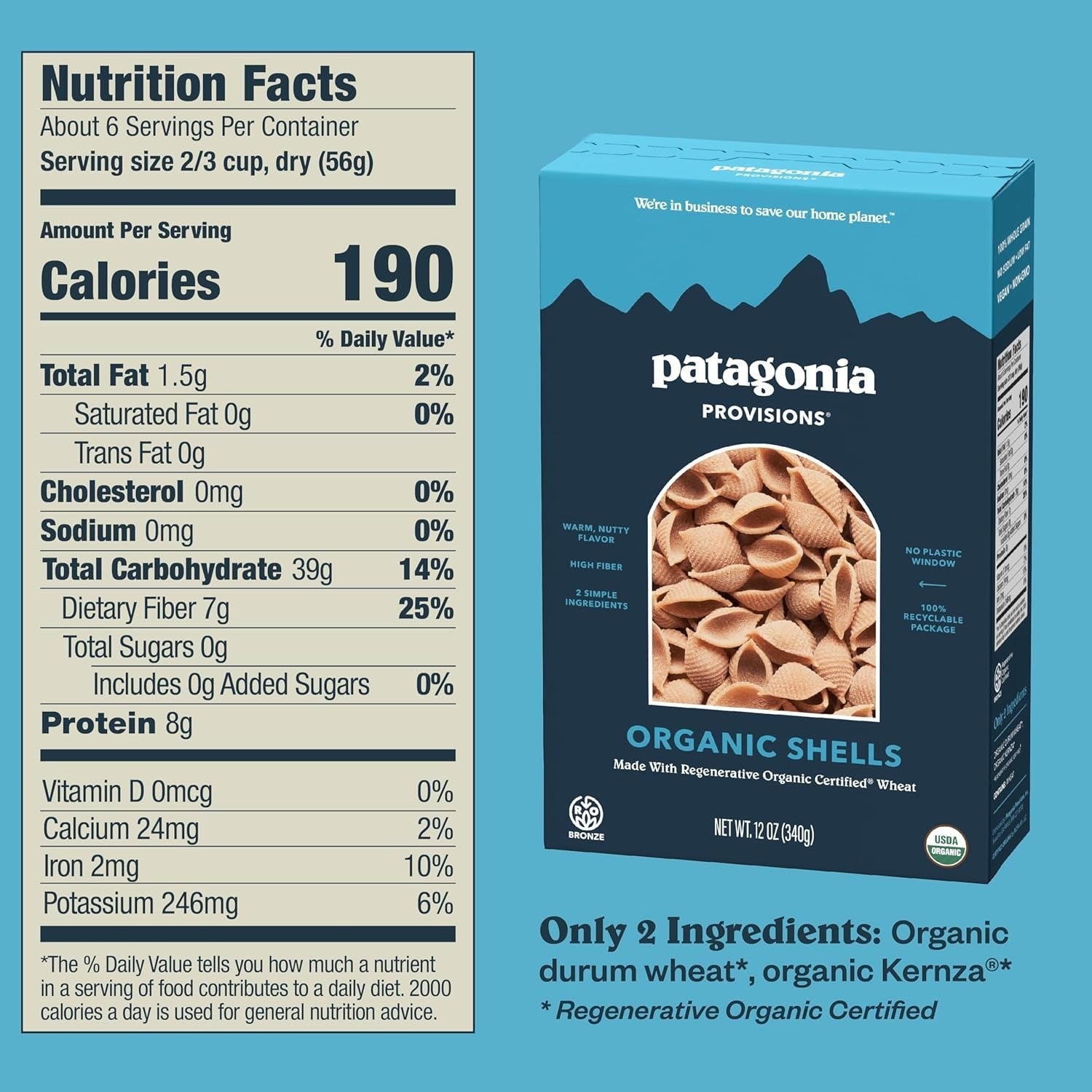 Regenerative Organic Certified Shell Pasta